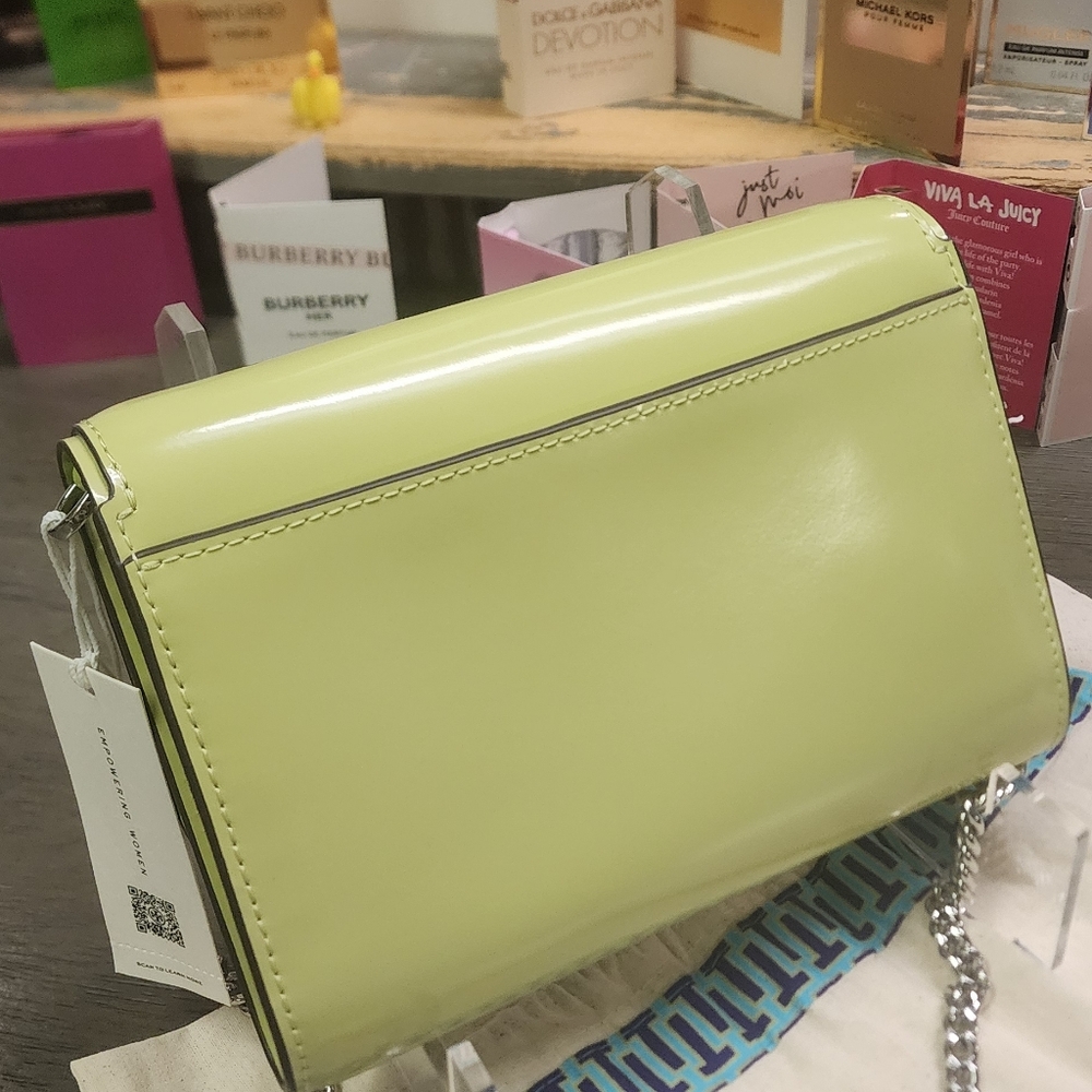 NWT Tory Burch Emerson Chain Wallet (Candy Lime) - Picture 7 of 13